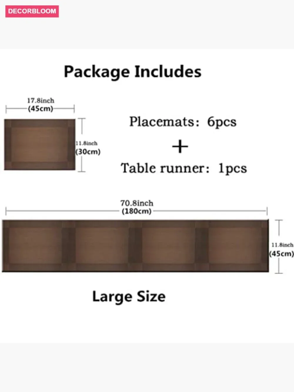 Washable PVC Placemats Set of 6 with Table Runner